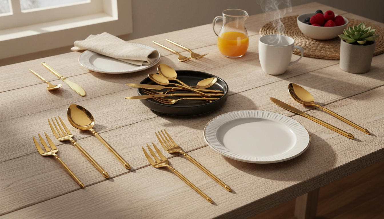 Gold Stainless Steel Flatware Set (16pc) for 4