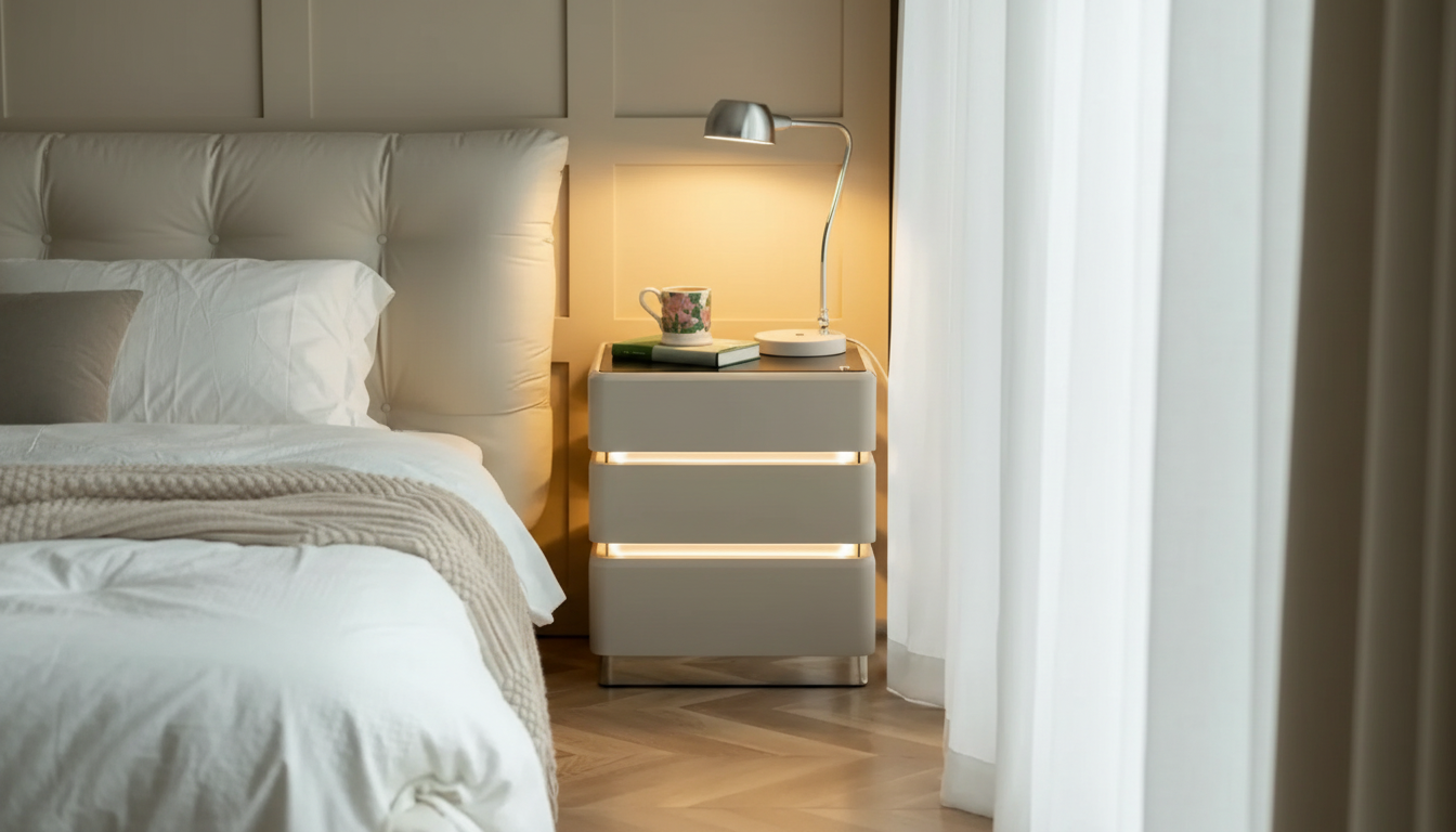 Mesa Lateral Smart Bedside Table: Tidy Charging Nightstand